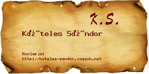 Köteles Sándor névjegykártya